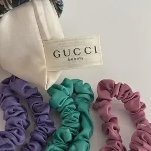Gucci | Hair | New Gucci Scrunchies With Floral Pouch | Poshmark display picture 2